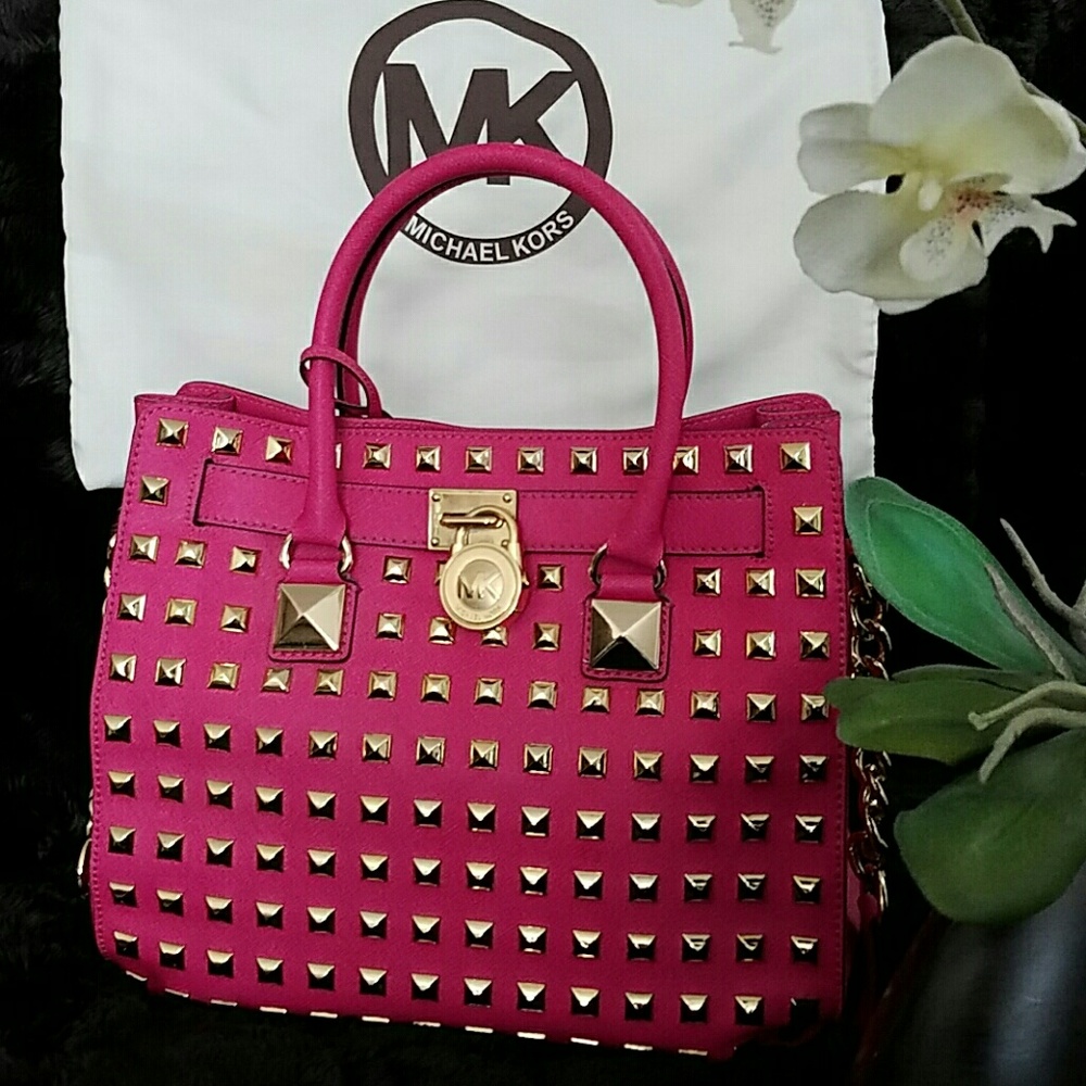 🎉HP🎉Michael Kors Pink Studded Hamilton - Picture 2 of 8